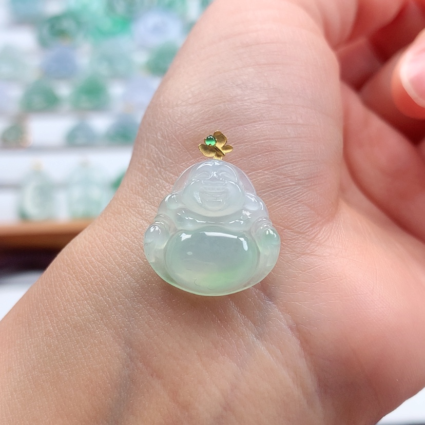 【闪购商品】翡翠吊坠(赠链)18K金镶嵌