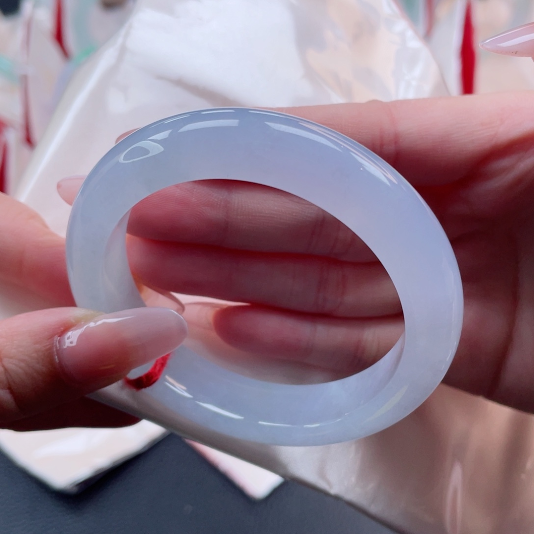 未镶嵌手镯翡翠55.2冰紫 冰胶起莹温婉可人 主播强推44号