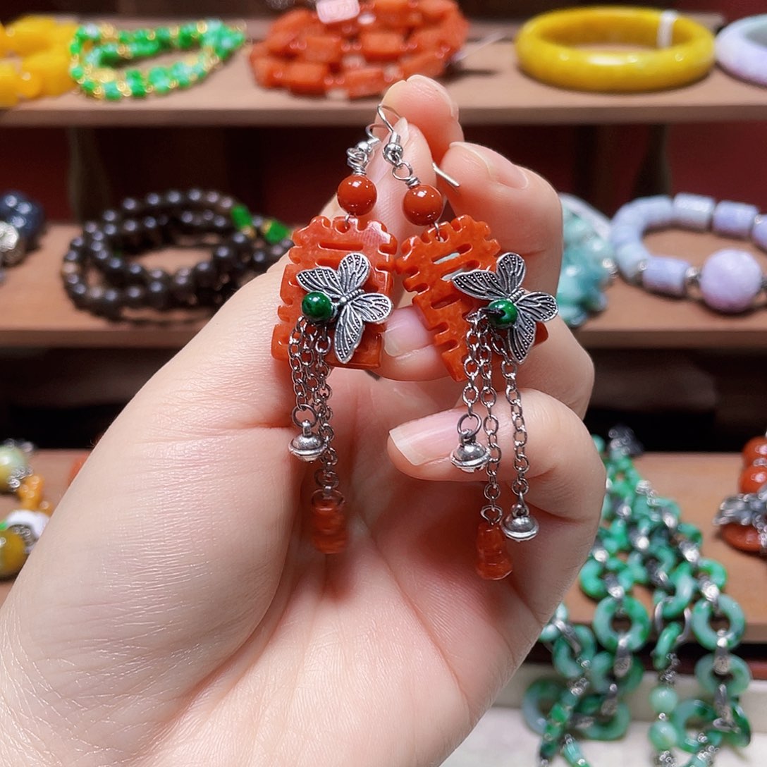 翡翠未镶嵌耳饰饰品