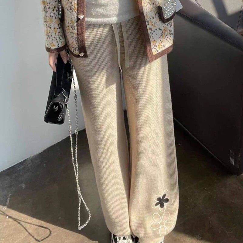 【杰娜洋羊绒】220818华夫格纹理加厚高端羊绒裤