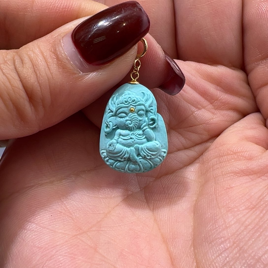 绿松石配件18K金镶嵌配件