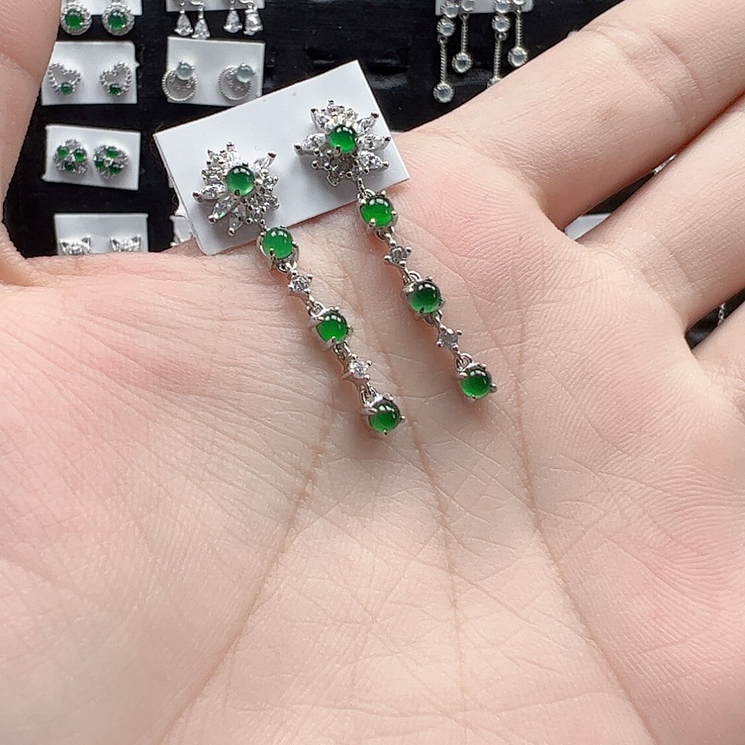 翡翠手链银S925镶嵌天然翡翠A货