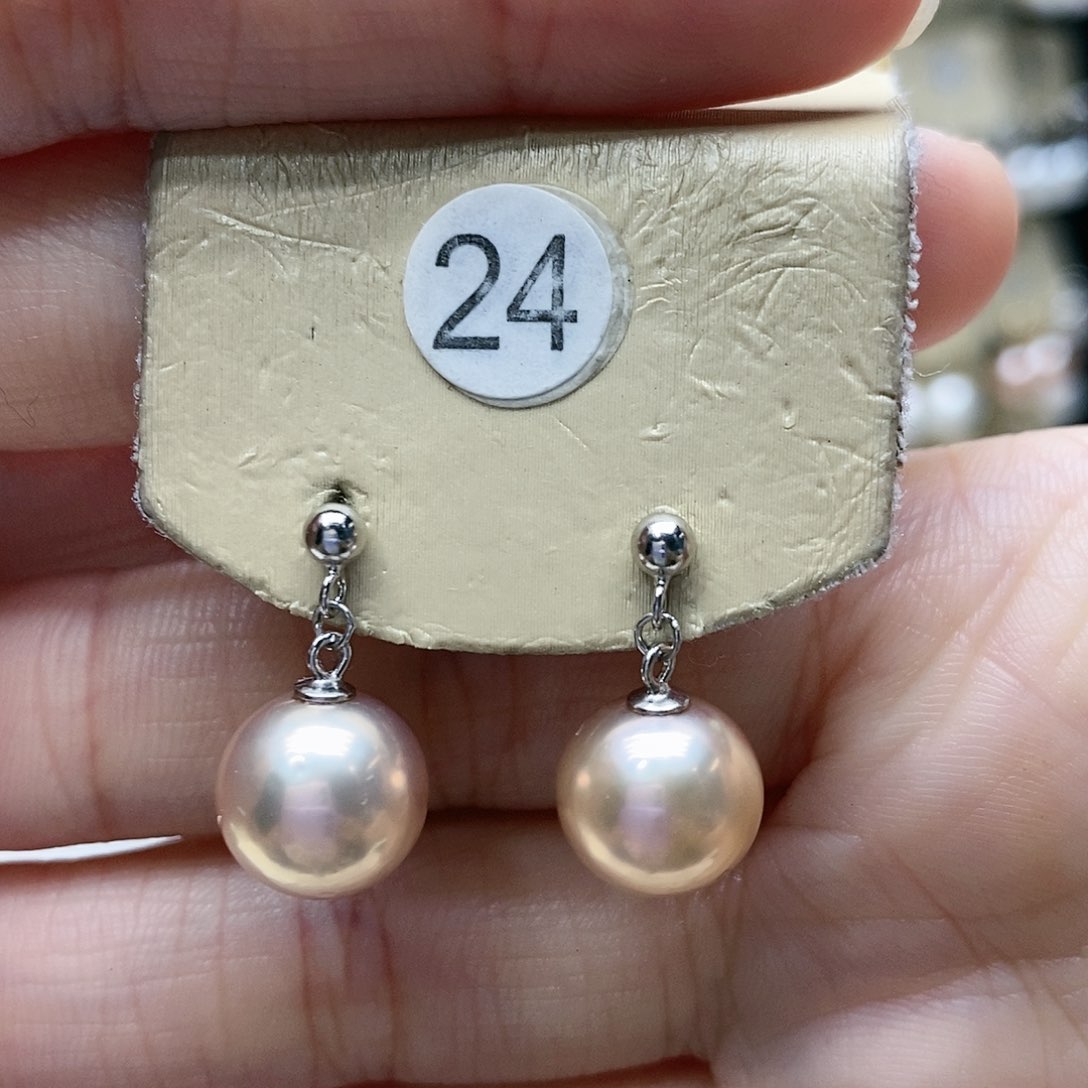 淡水珍珠耳饰银S925镶嵌