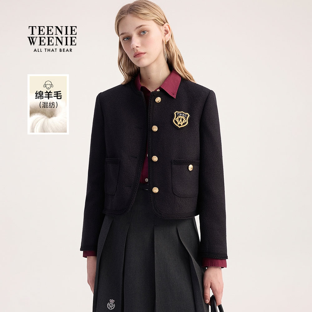 TeenieWeenie小熊西装25秋气质通勤时髦短款羊毛外套TTJK254910W