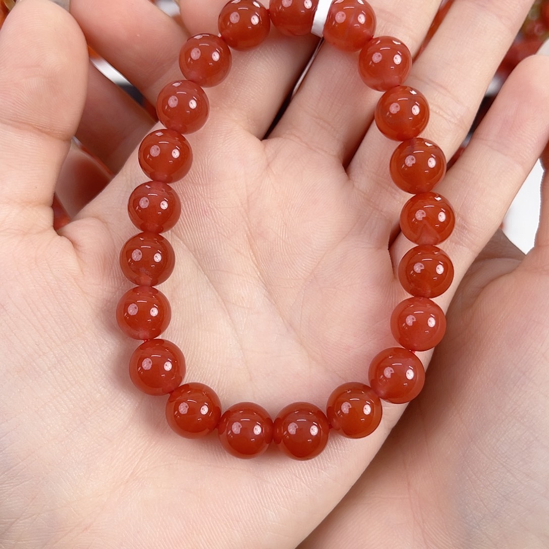 南红玛瑙未镶嵌保山河湾冰红9mm手串
