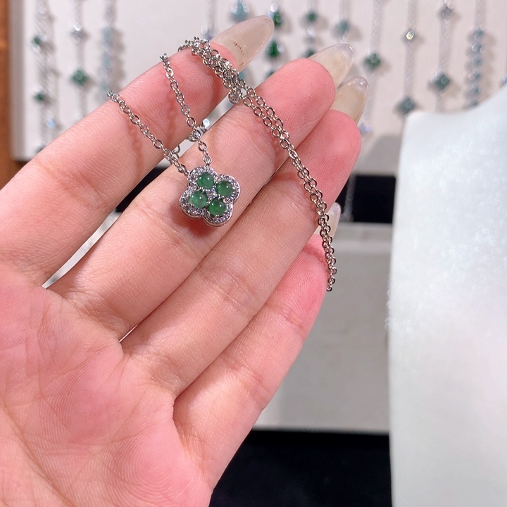 翡翠银S925镶嵌颈饰301绿