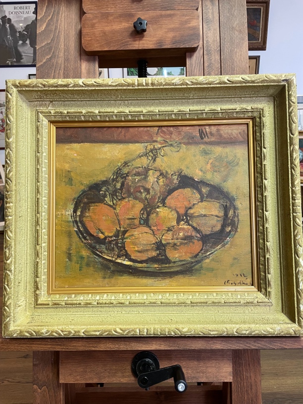 复古装饰画手绘油画餐厅玄关挂画简约美式壁画