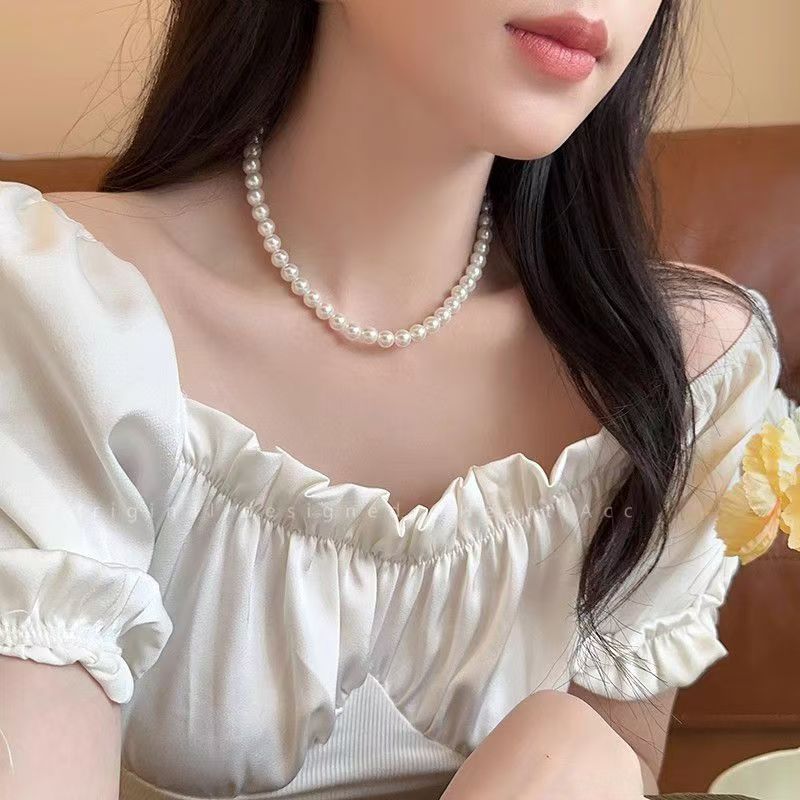 非金属仿珍珠项链 仿珍珠项链法式日韩原创设计珠串颈链时尚百搭