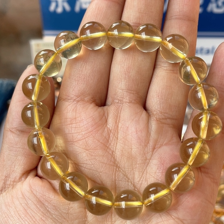 水晶手串未镶嵌纯净体黄水晶