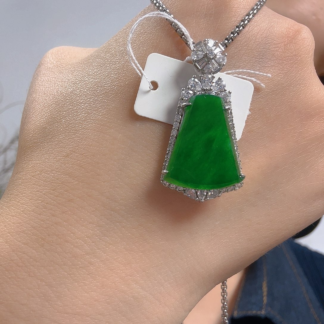 翡翠银S925镶嵌吊坠(不含链)