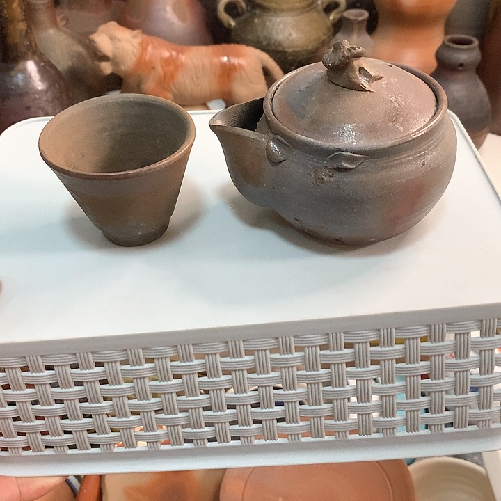 备前烧宝瓶一套备前烧