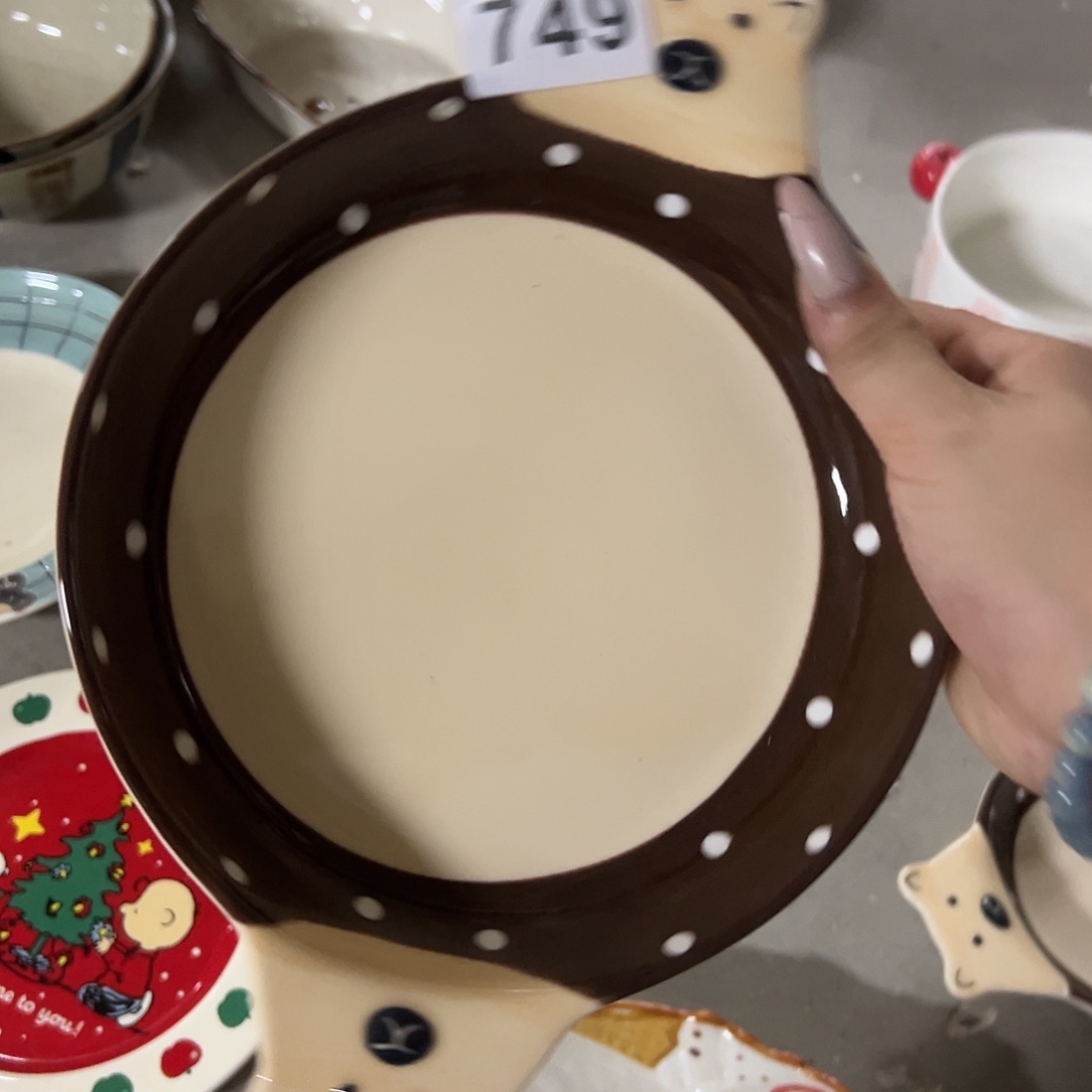 搪瓷正品熊双耳盘一个749