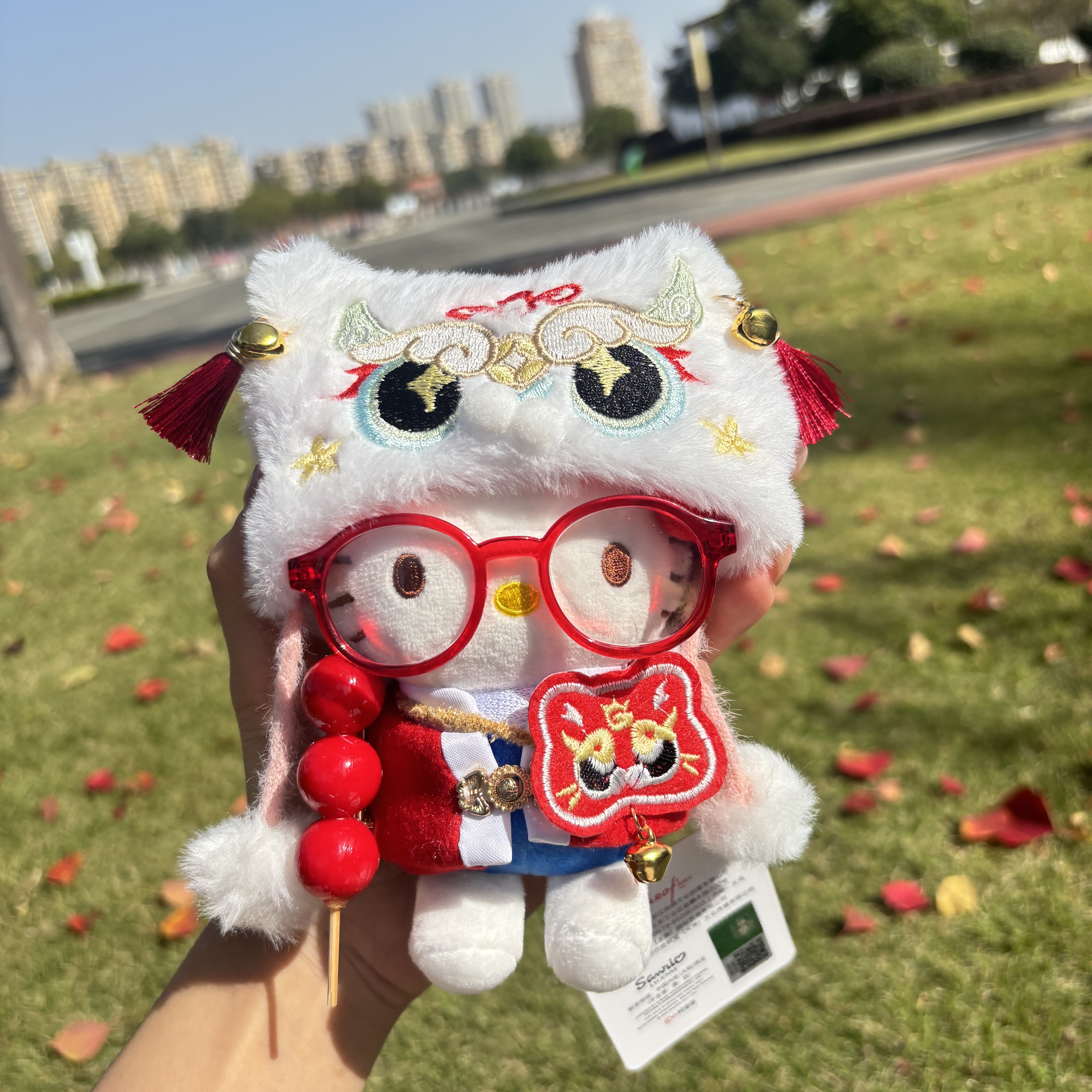 【送礼品袋】正版HelloKitty新年醒狮系列毛绒玩偶包包挂件挂饰玩具