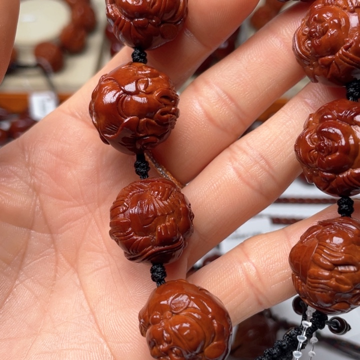 橄榄核手串北*包浆玉化