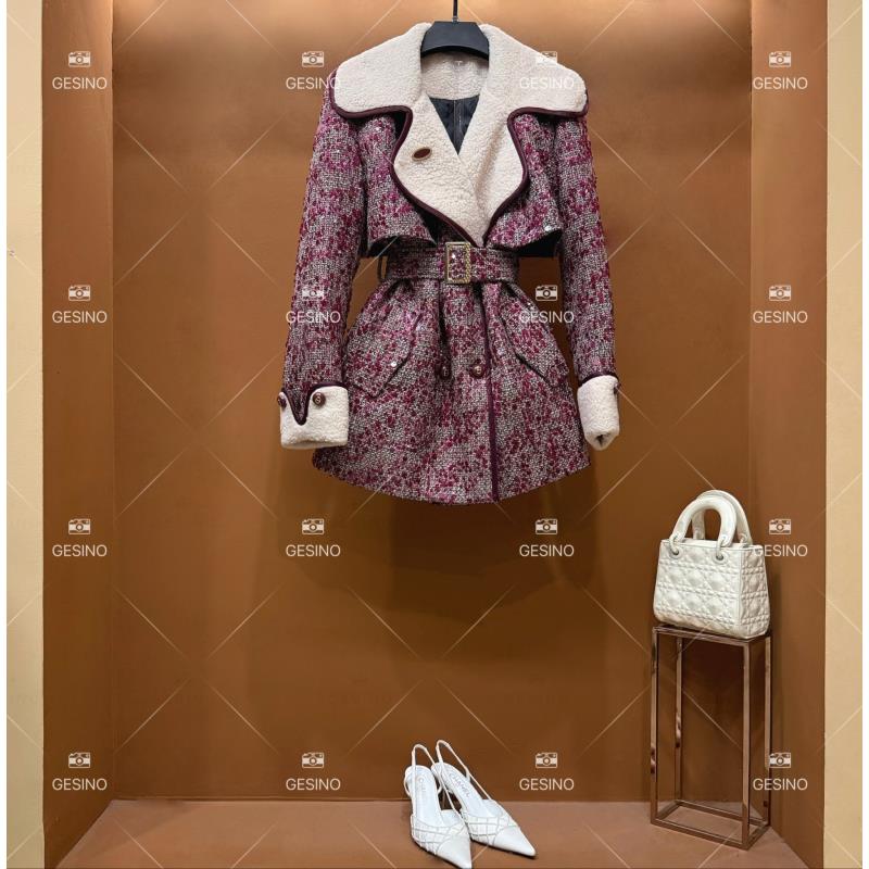 【小满】秋冬气质小香风时尚收腰女士翻领中长款外套 QD-2024860