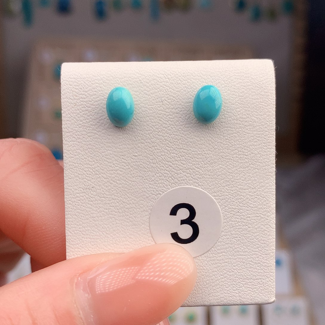 银S925镶嵌绿松石耳饰