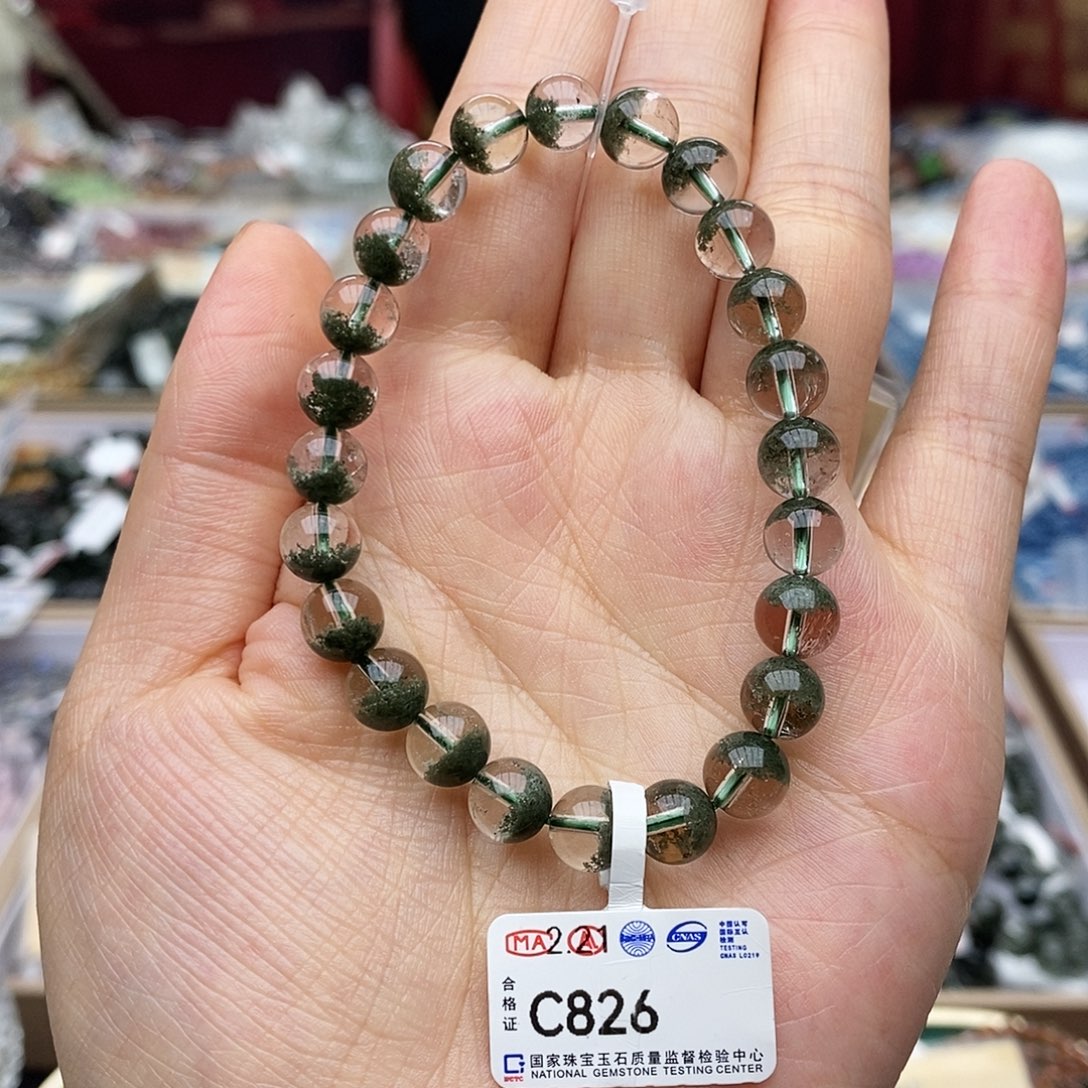 水晶手链未镶嵌C826 绿幽灵 7.8m