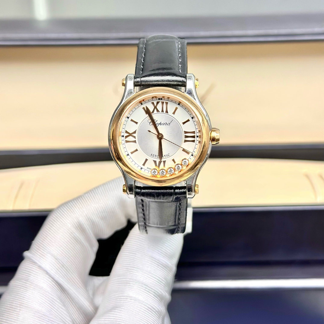 99新 Chopard/萧邦 278573快乐五钻30mm间金全套17年表扣代用
