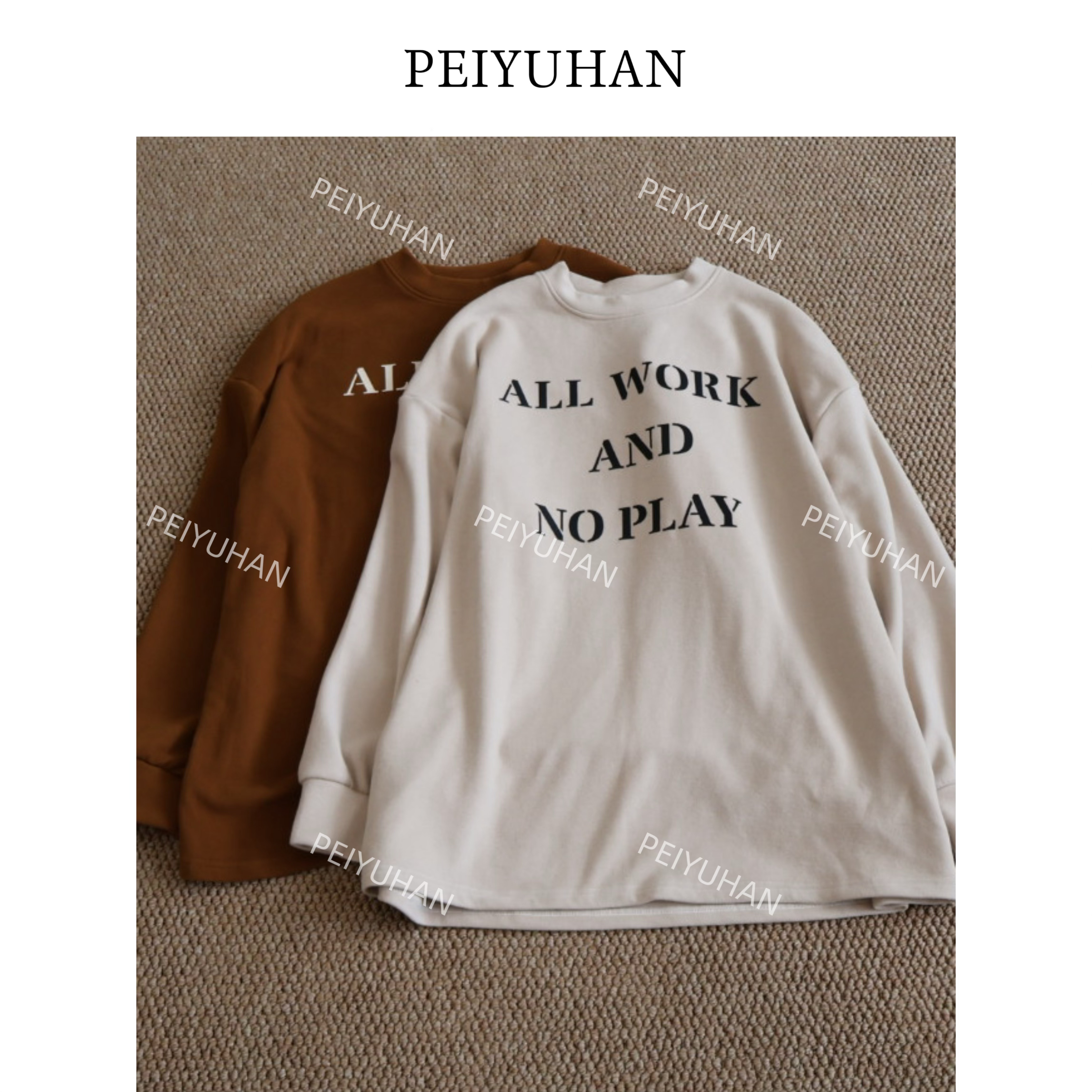 PEIERNA佩佩PE 【双面绒字母T恤】加绒T恤 T22419 6116107圆领休闲