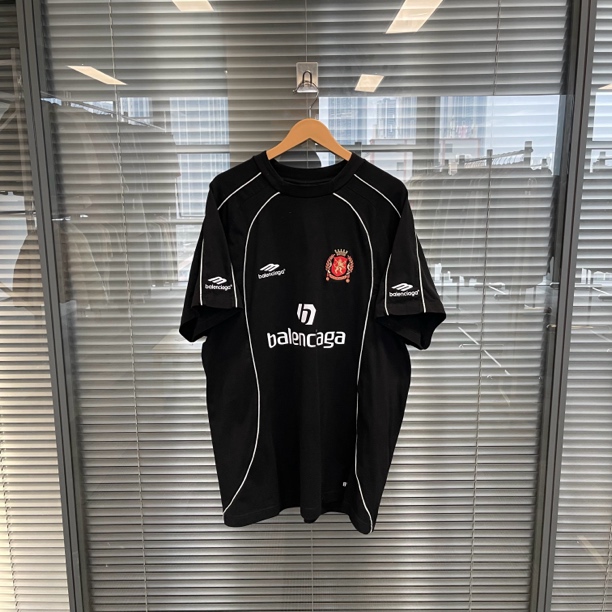 99新 Balenciaga/巴黎世家 曼联刺绣足球短袖L码水洗标瑕疵#10122