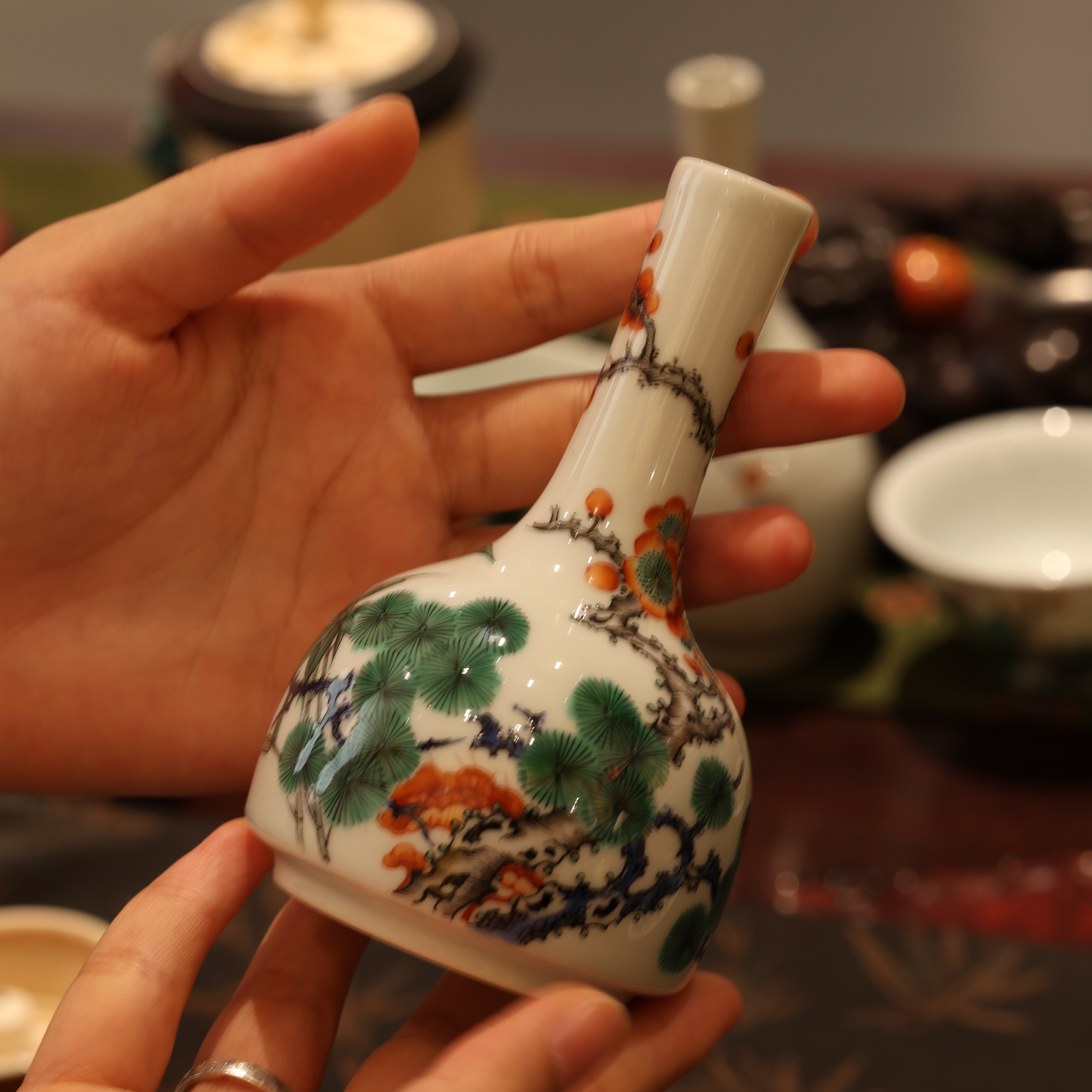 古阅和风·松竹梅摇铃尊景德镇陶瓷纯手工手绘茶具茶器