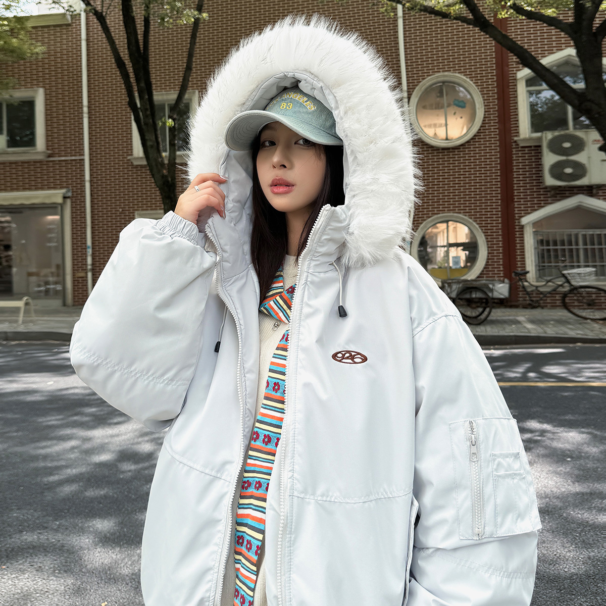 冬季女装外穿潮流ins防水外套保暖袖连帽情侣款加厚派克服棉服潮