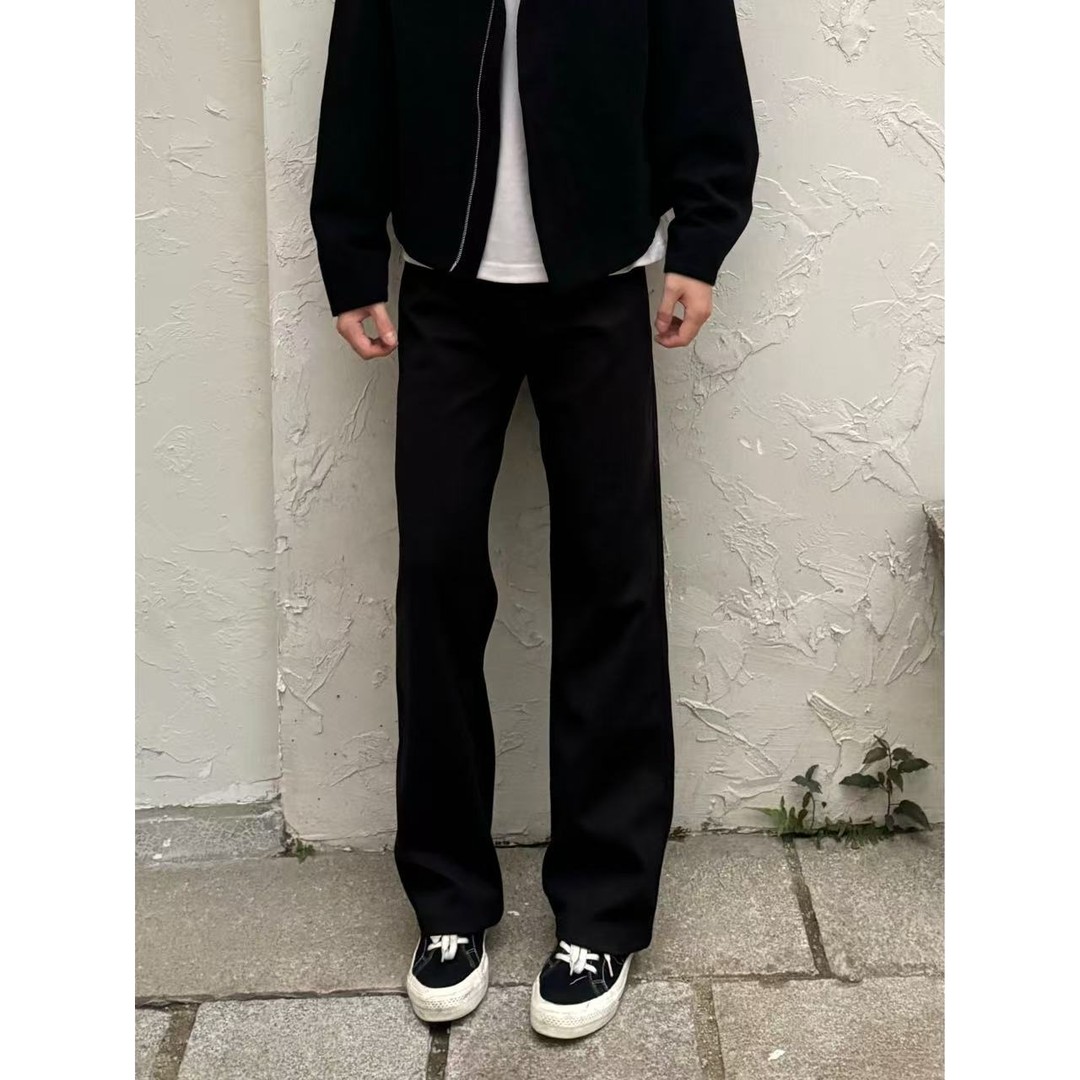 VE上新5.0秋冬三本针黑色休闲西裤2025M版型高级感直筒微喇西裤