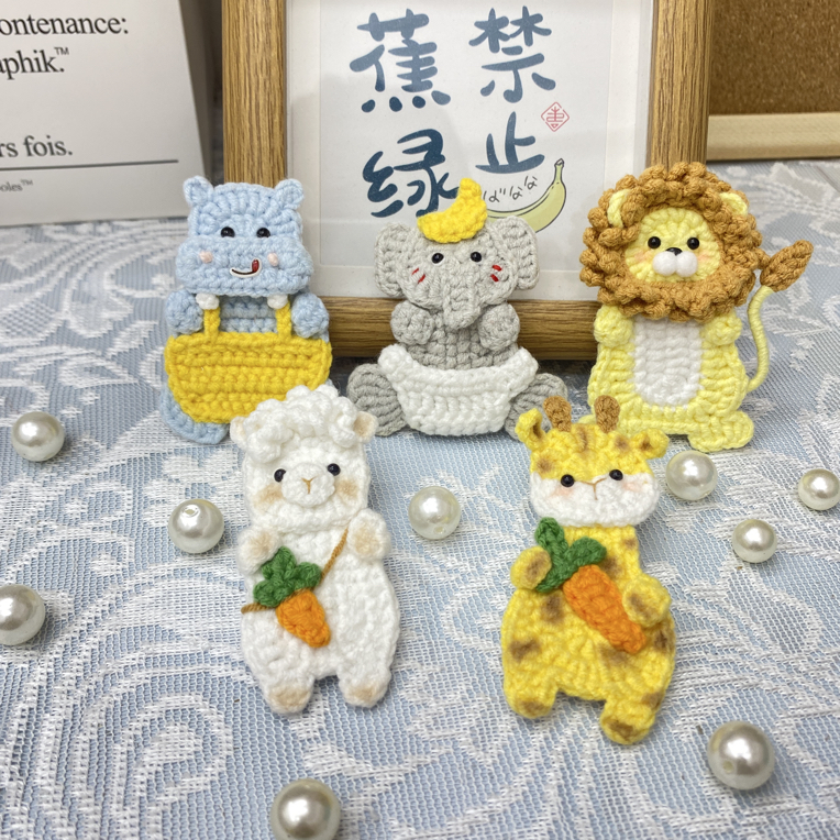（本店满45包邮）偏远地区不包邮动物园系列手工毛线钩织可爱发夹