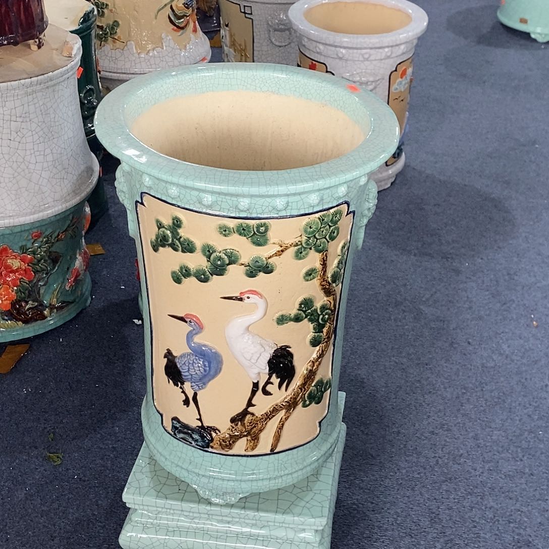 富***涛正宗岭南石湾盆豆青