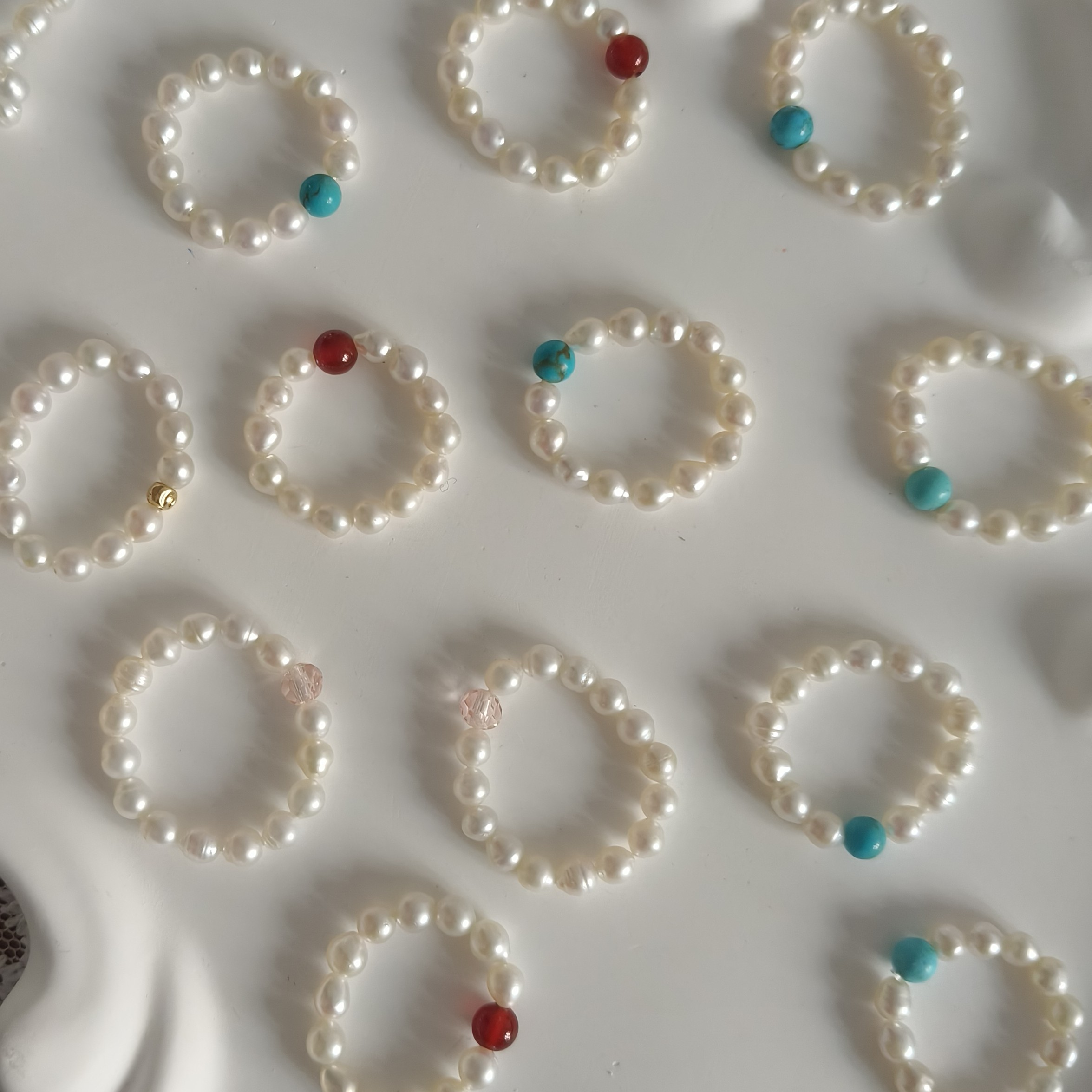 合金戒指 小米珠合金戒指轻奢简约