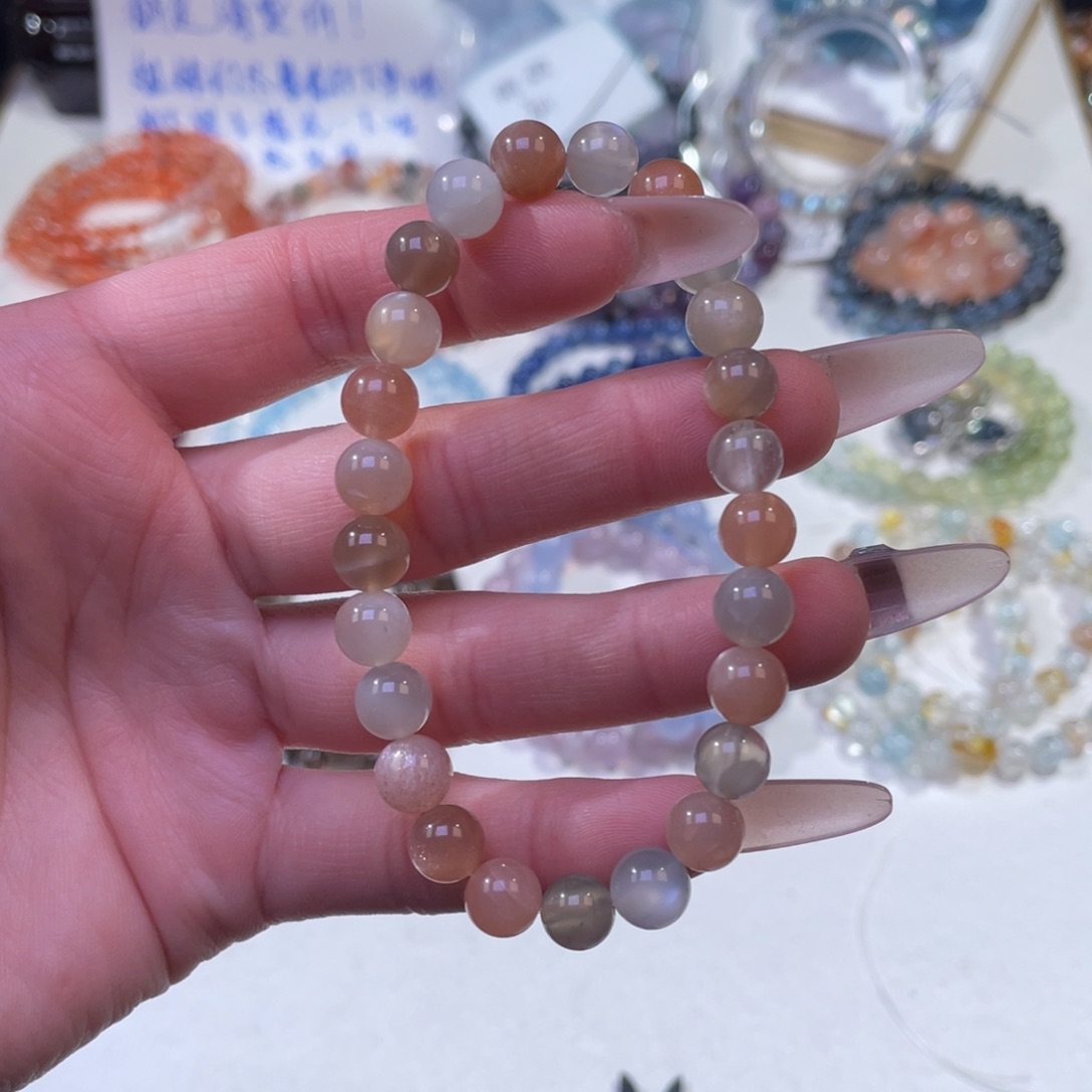 未镶嵌手链水晶焦糖奶茶色彩月光7mm