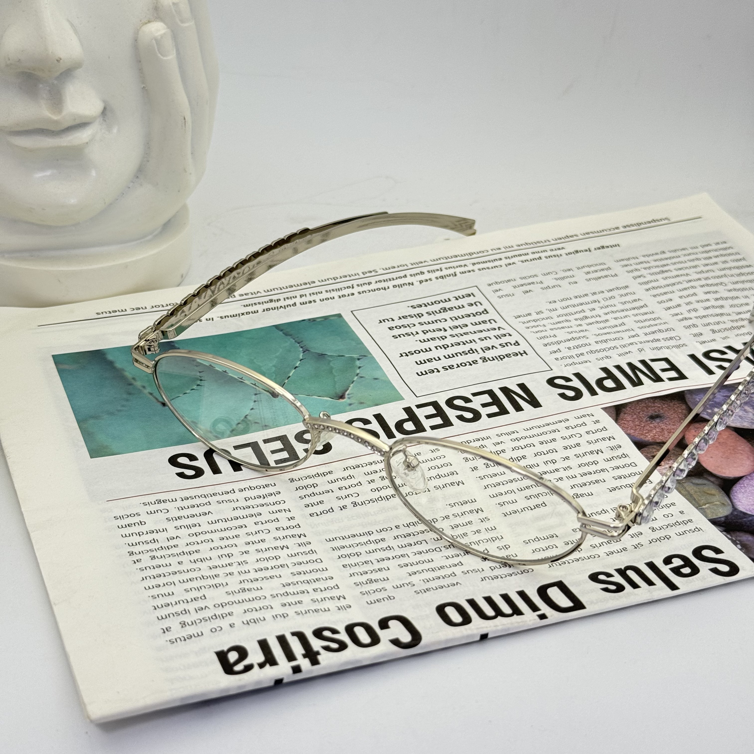 【3096】爱心水钻发卡平光镜复古显脸欧美风个性时尚百搭不出错