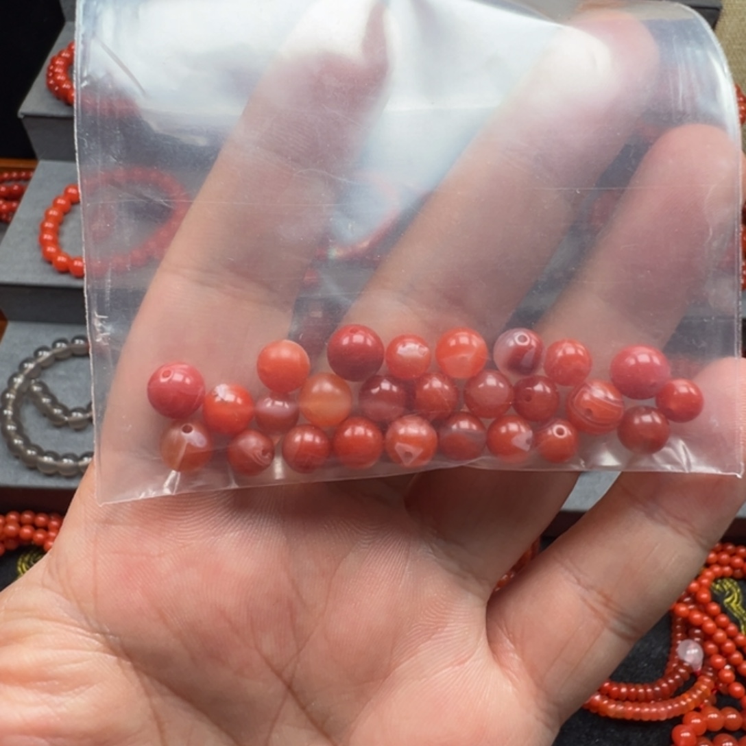 天***莲南红玛瑙未镶嵌珠子一包