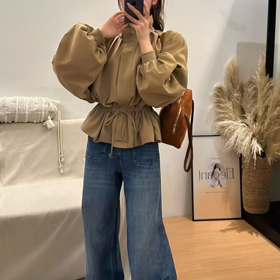 短款小众长袖修身型女短外套宽松秋季复古显瘦上衣