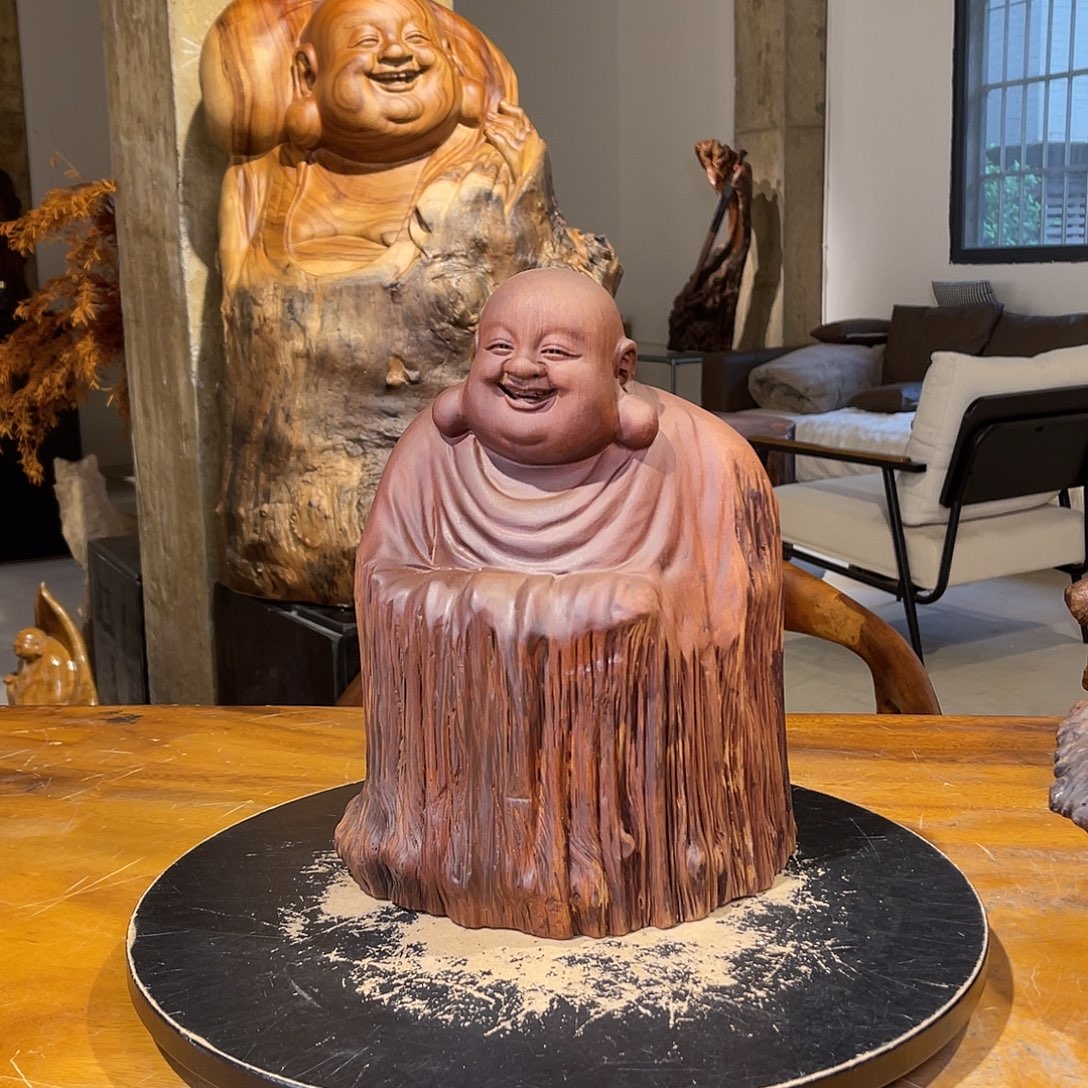 钢***者木纯手工实木摆件