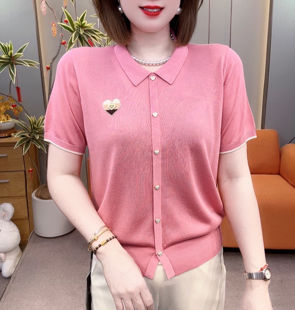 2025 高档简约时尚百搭小翻领天丝半袖26170