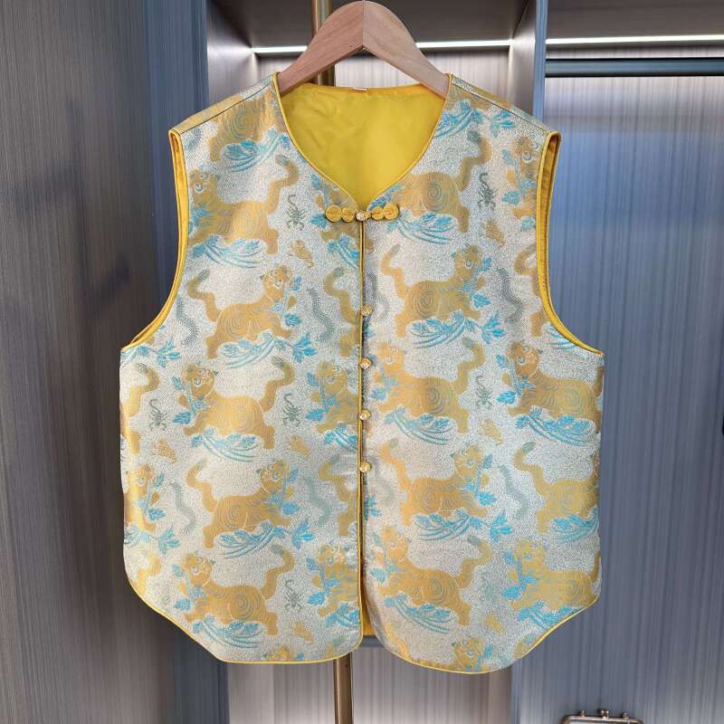 【金虎贺岁】国风 拜年服 织锦提花立领马甲百搭时尚新中式马夹女