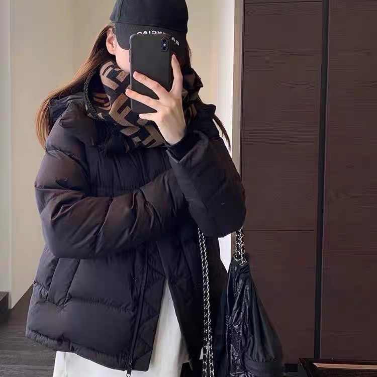 加厚95%绒白鸭绒lulu五格可拆卸连帽外套短款女新款XL