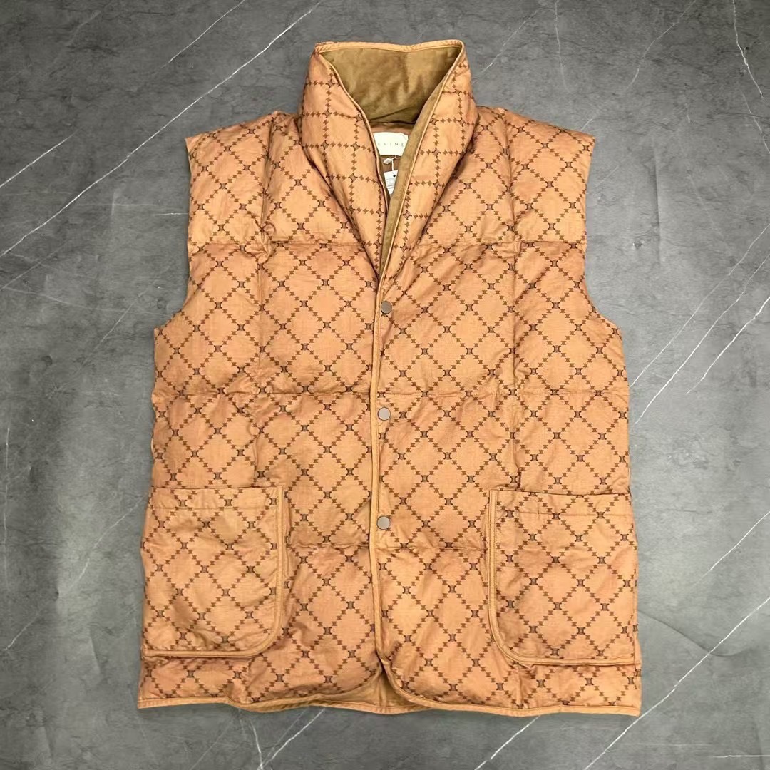 99新 Celine/思琳 葡萄籽奢潮/Celine满印老花凯旋门棉服/54外套