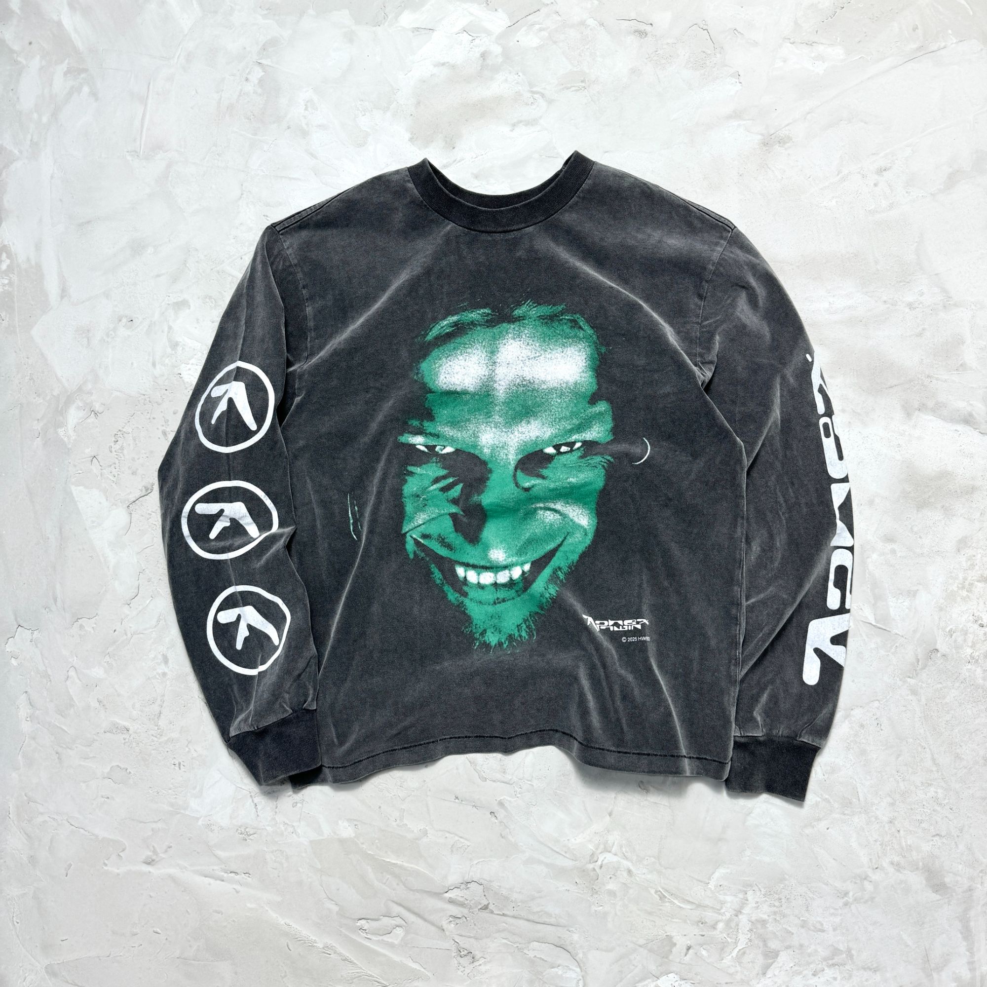 [A012][瘦子同款]电子幽灵专辑联名长袖阿苏特酵磨洗水