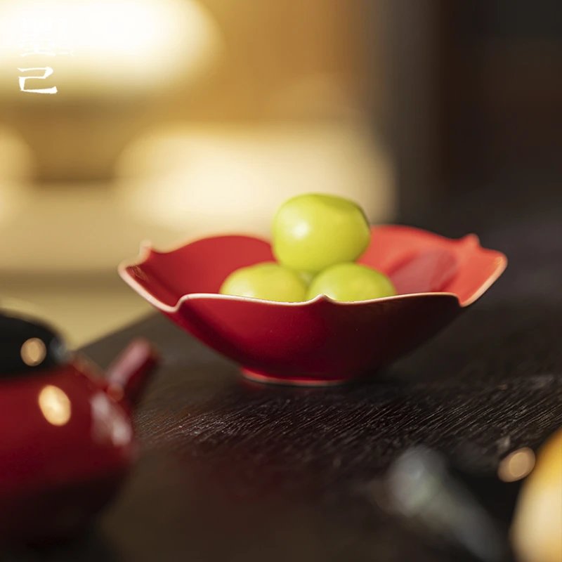 墨己中国红陶瓷壶承家用盖碗托盘茶壶垫托中式茶具茶点盘茶托茶承