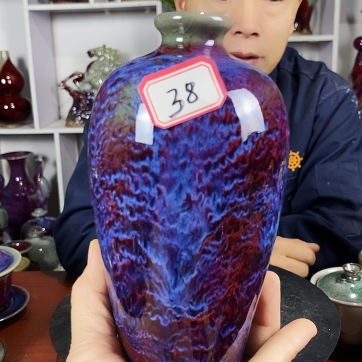 瓷片尚峰钧窑作品梅瓶