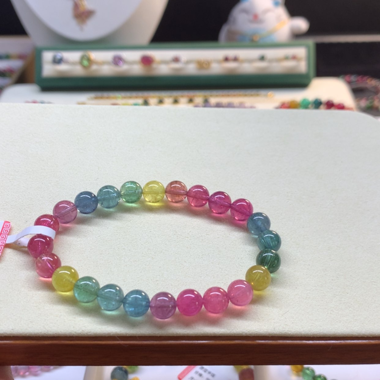 【闪购商品】碧玺手串未镶嵌艳丽荧光奶油晶体7.6mm