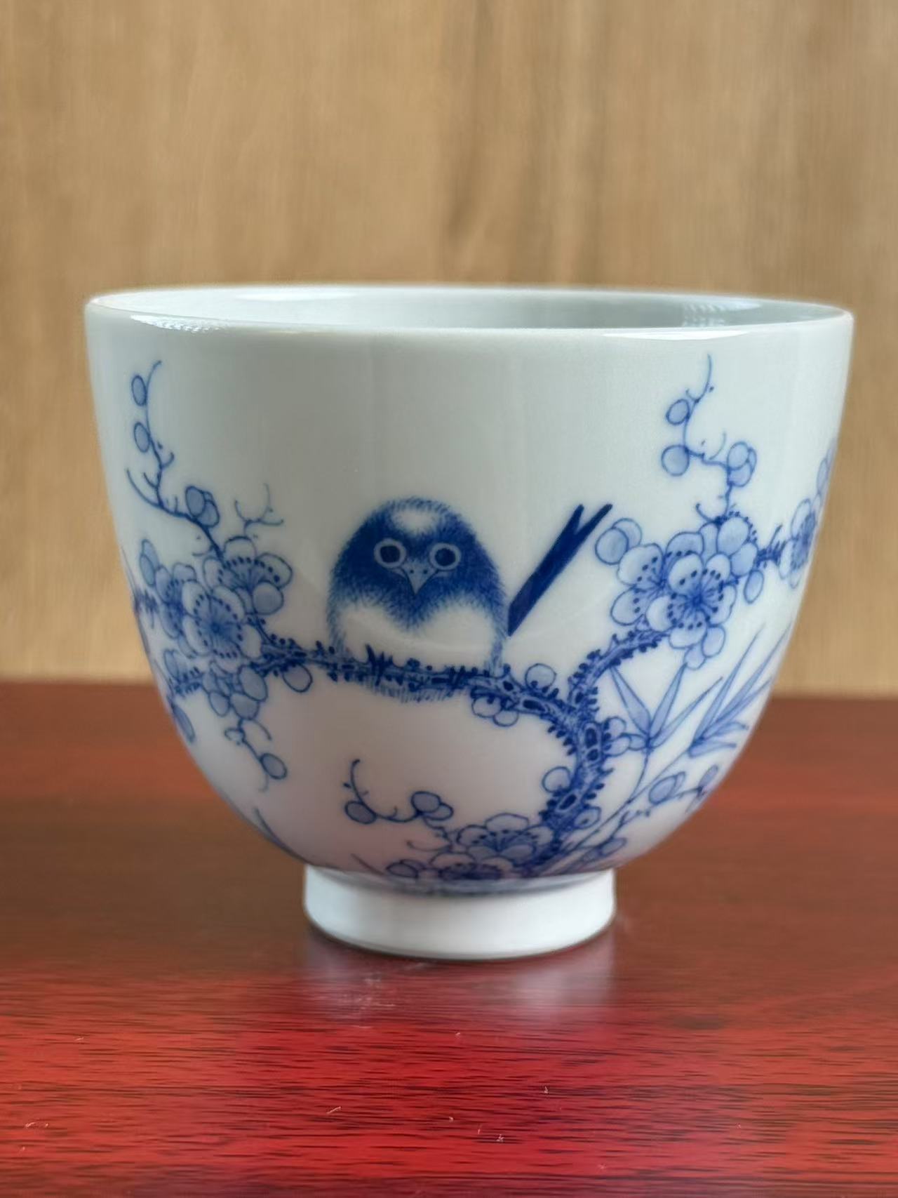 景德镇手工手绘青花花鸟茶杯复古功夫茶单杯主人杯全手工陶瓷
