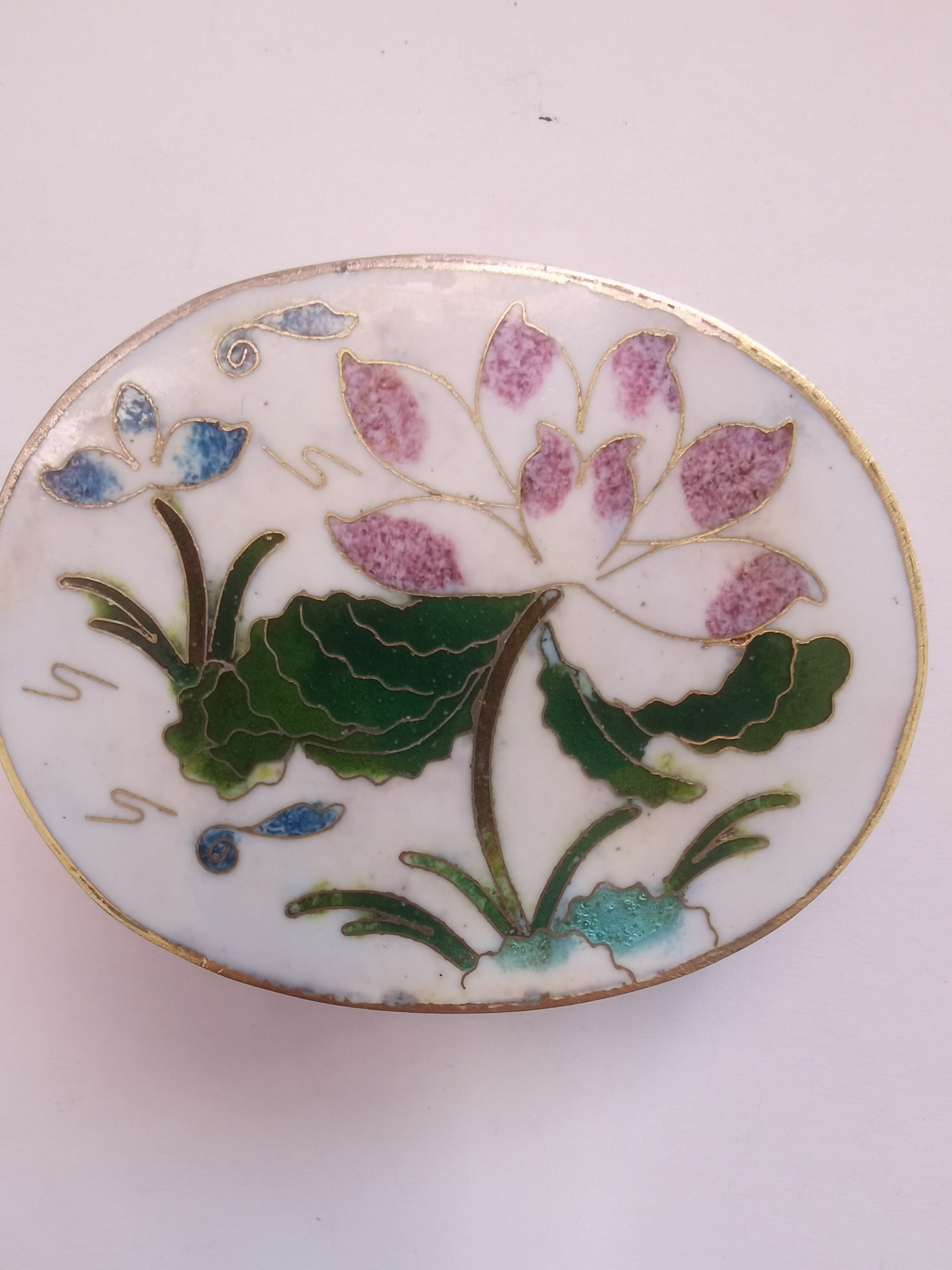 白色纯手工景泰蓝老银蓝盒子