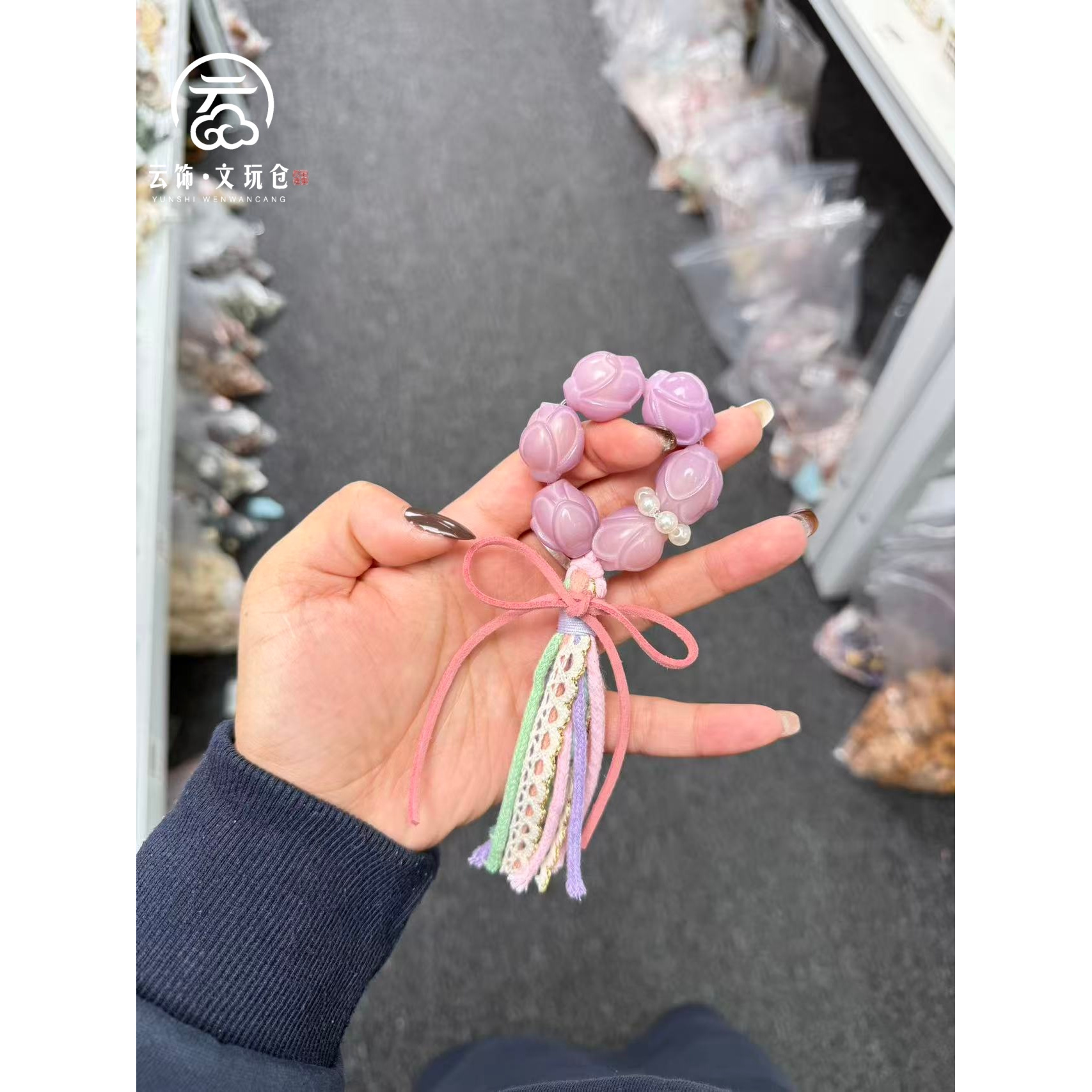 【紫香雪兰16-18mm】菩提根紫色铃兰花手捻 CP023-2389