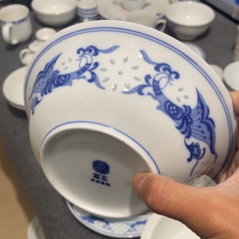 景德镇陶瓷青花玲珑7英寸