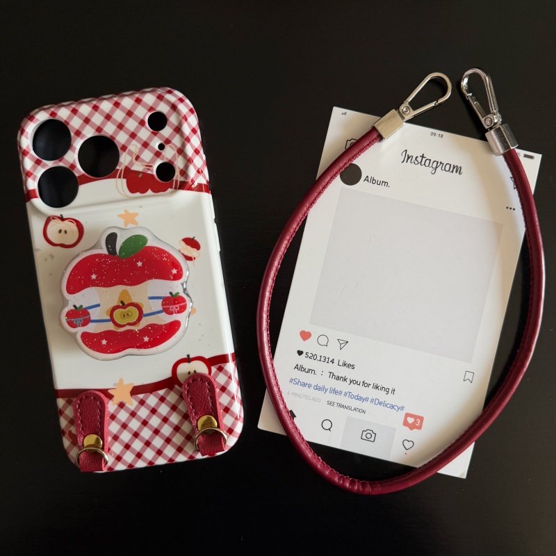 格纹红苹果菲林软壳适用苹果17promax手机壳16华为vivo小米15oppo