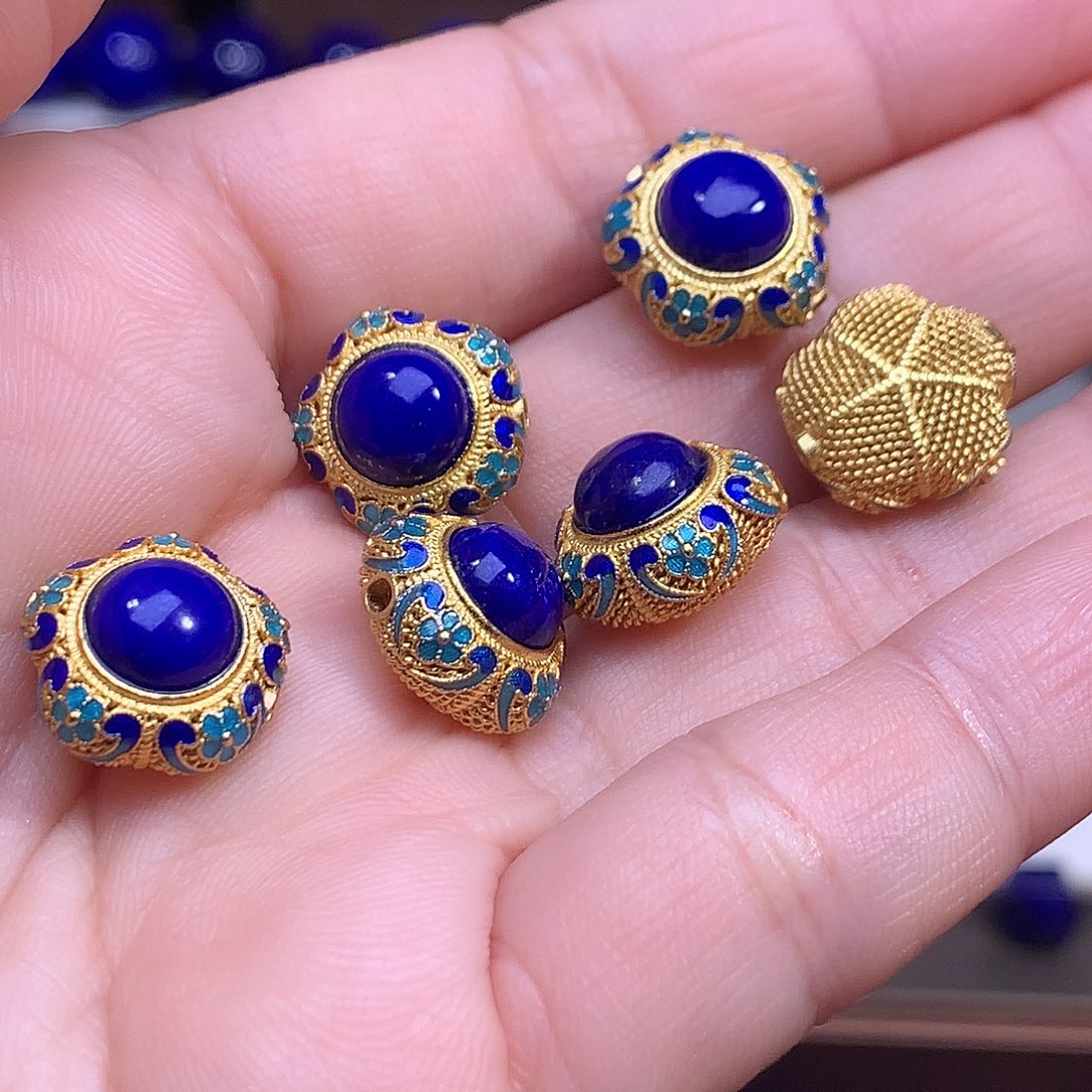 青金石银S925镶嵌隔珠背云