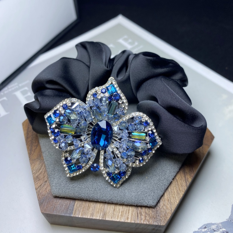 L476精致冰川蓝纯手工编制花朵大肠发圈